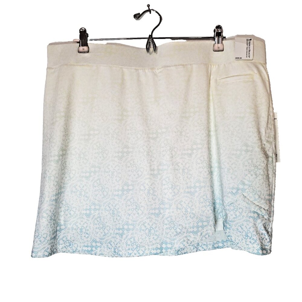 Pebble Beach Dry Luxe Golf  Tennis Skirt 2X White Blue Ombre Sun Protection